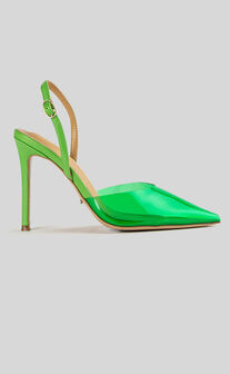 Tony Bianco - Lazer Heels in Lime Vinylite
