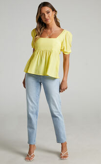Orion Babydoll Top in Butter Yellow