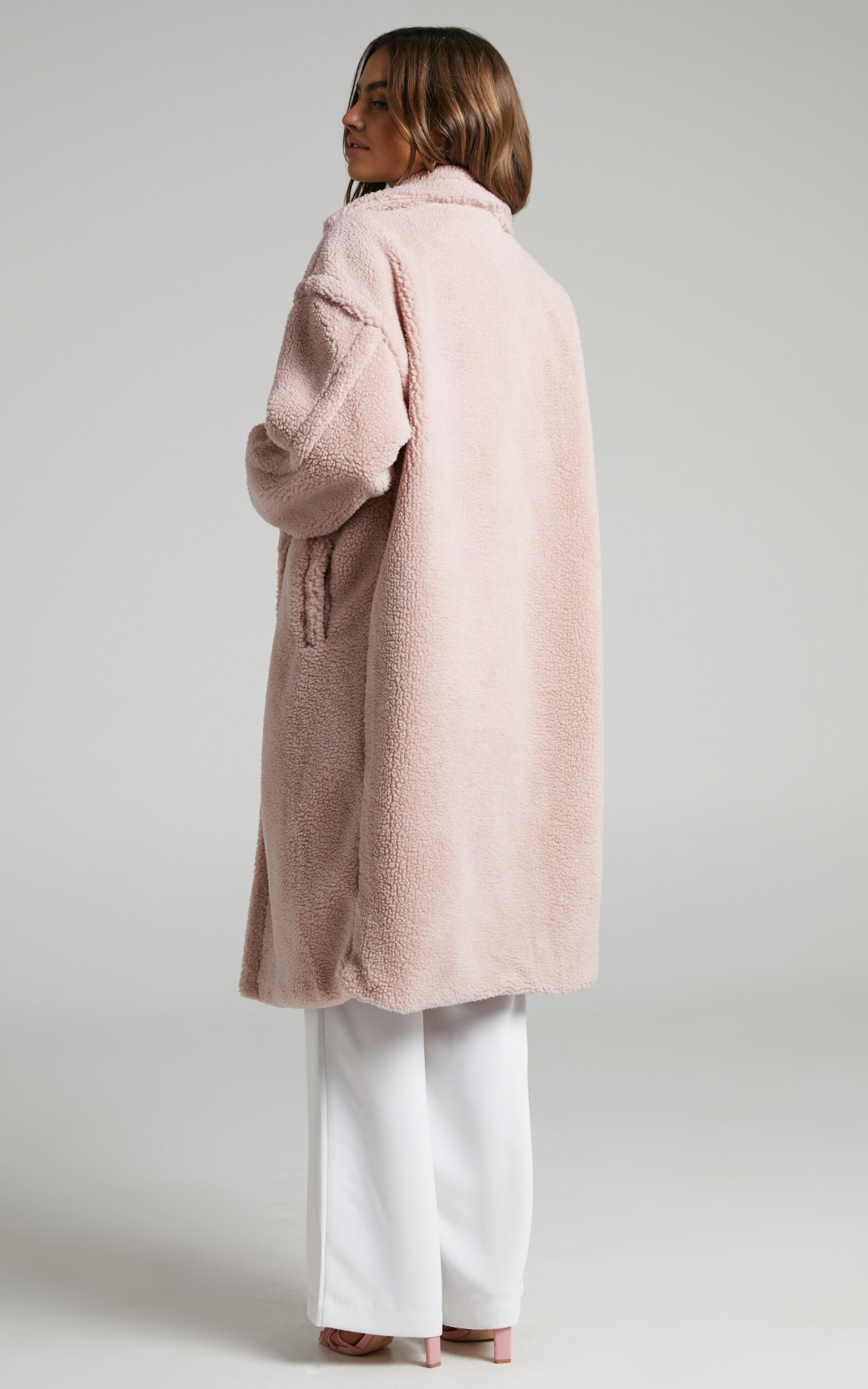 Clariece Oversized Teddy Coat in Pink | Showpo