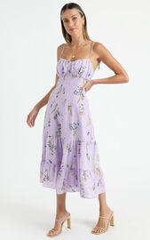 Monaco Dress in Lavender Botanical Floral | Showpo