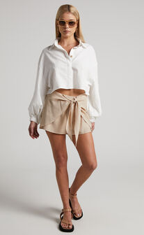 Dhalia Shorts - Wrap Front Mini Shortss in Sand