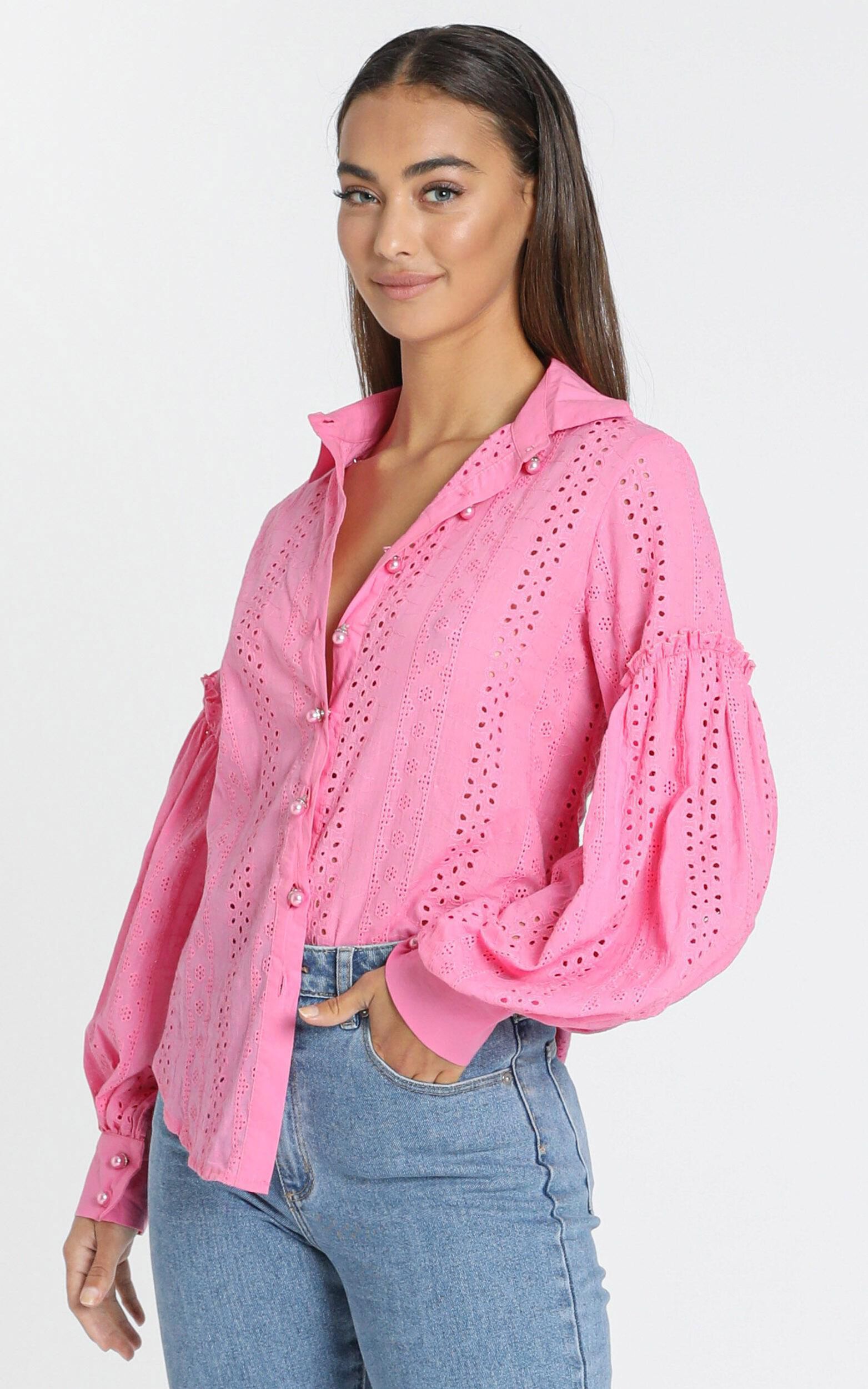 Beautiful Things Embroidery Shirt in Hot Pink | Showpo USA