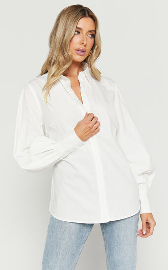 Tansu Long Sleeve Tie Back Shirt in White