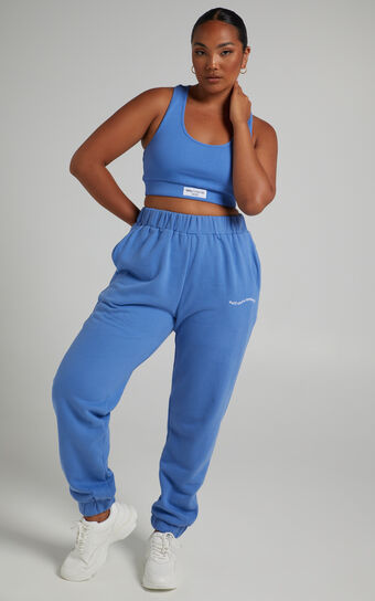 Sunday Society Club - Mid Waisted Maddie Sweatpants in Blue