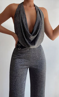Amaliee Cowl Front Jumpsuit in Black