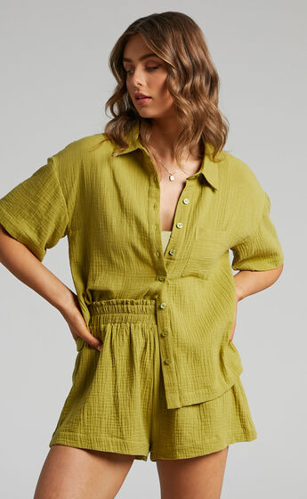 Donita Button up Shirt in Olive