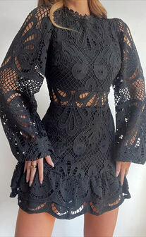 Kiss Me Now Dress in Black Lace