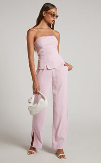 Mhina Top - Strapless Double Split Bustier Top in Pink