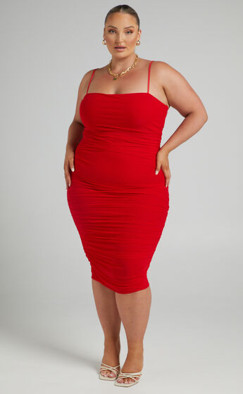 Coming For You Mesh Midi Dress in Red