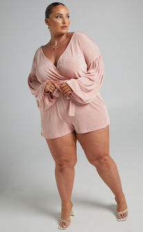 Penelope Long Sleeve Playsuit in Rose Gold