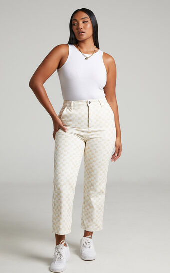 Cools Club - Mid Rise California Pant in Sand Checker