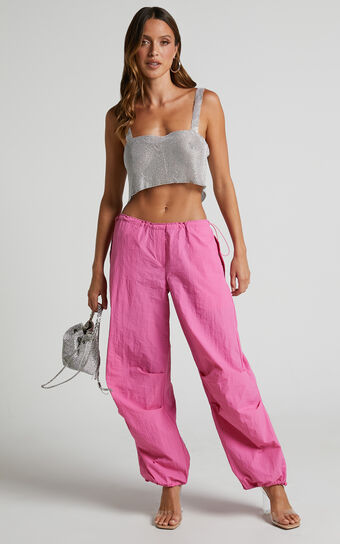Utility Low Rise Parachute Pant in Candy Pink