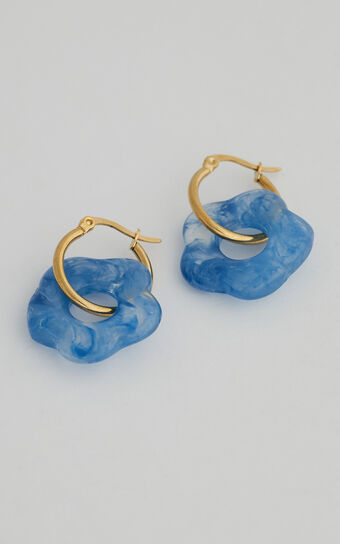 Kylie Flower Earrings in Blue