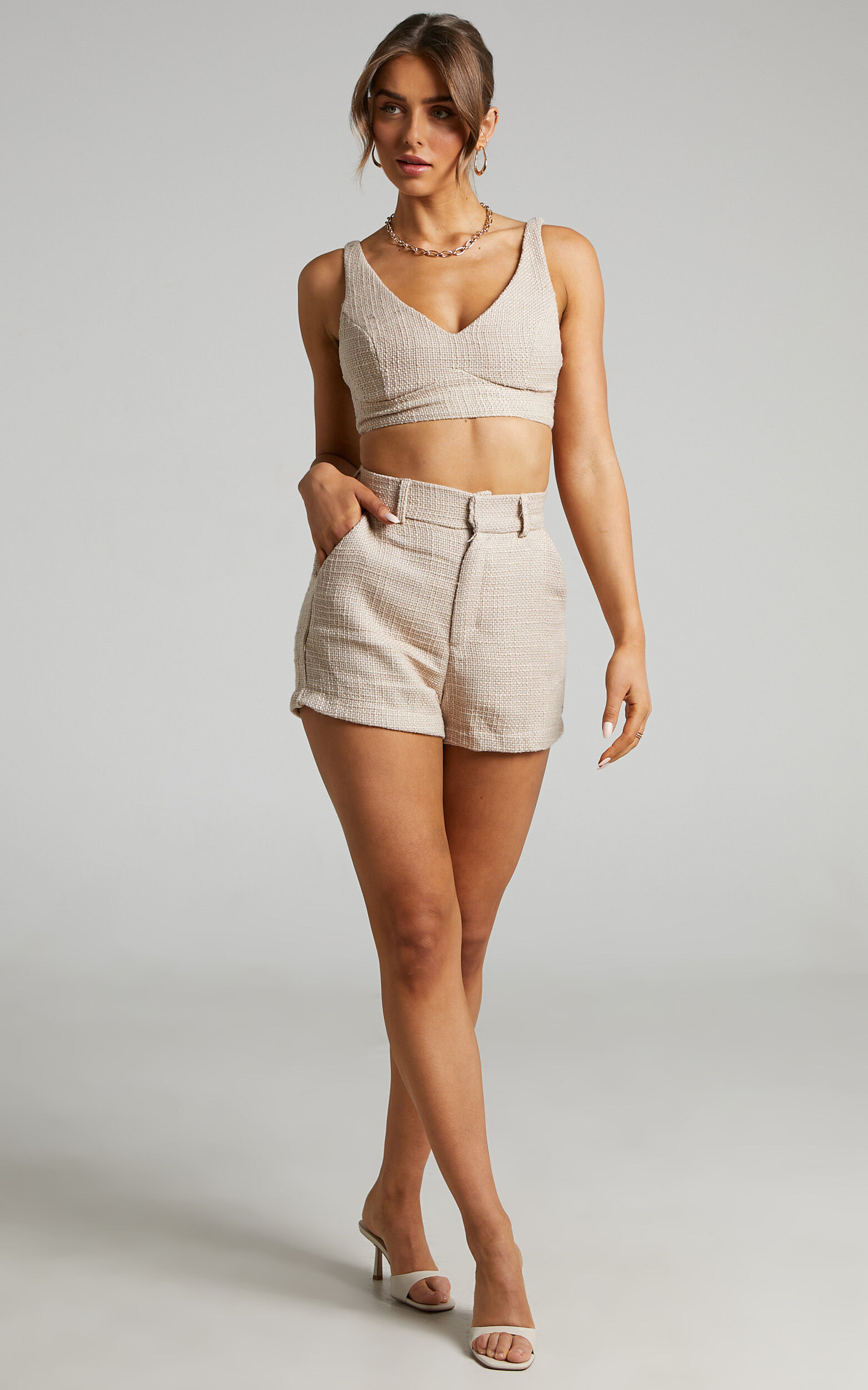 Melbourne Twill Two Piece Short Set in Stone - 06, NEU4, super-hi-res image number null