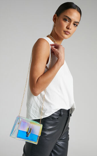 Alastrine Clear Holographic Crossbody Bag in Blue