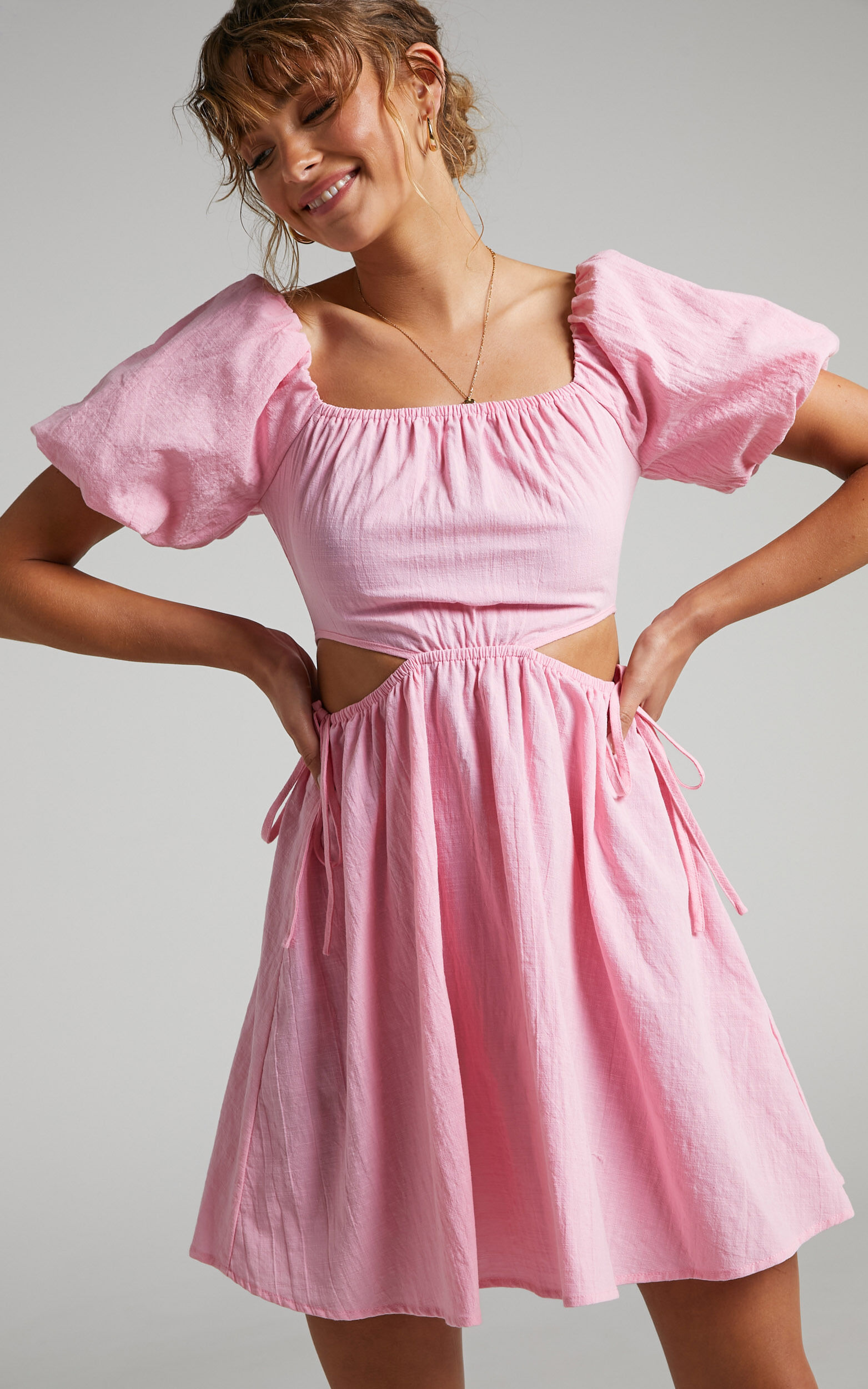 Loriella Waist Cut Out Skater Skirt Dress in Dusty Pink - 06, PNK1, super-hi-res image number null