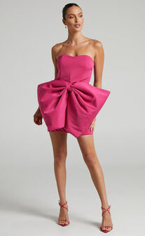 Charmilla Strapless Bow Front Mini Dress in Pink