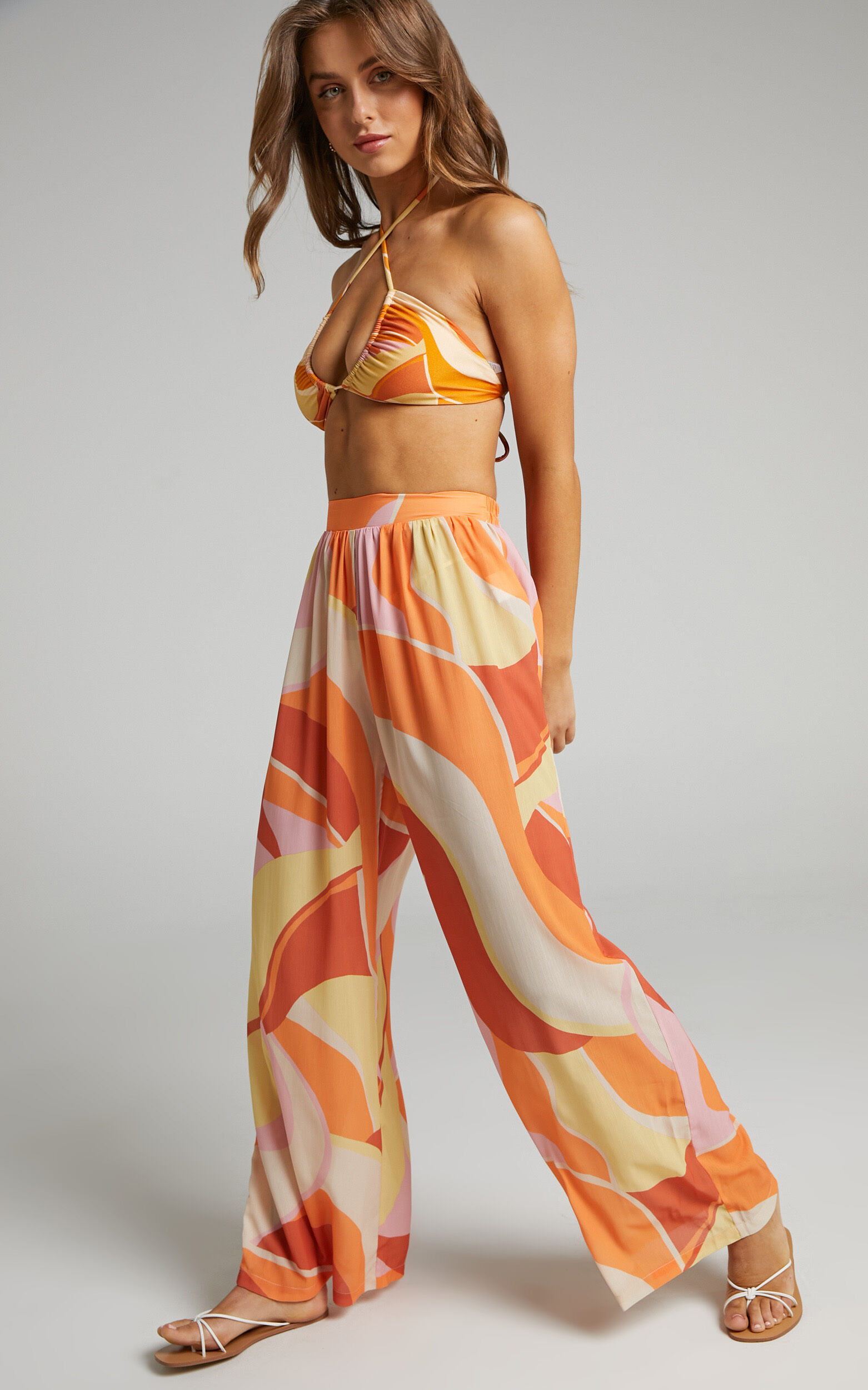 Sunny Beach Wide Leg Pants in Melon Fun - 06, MLT1, super-hi-res image number null