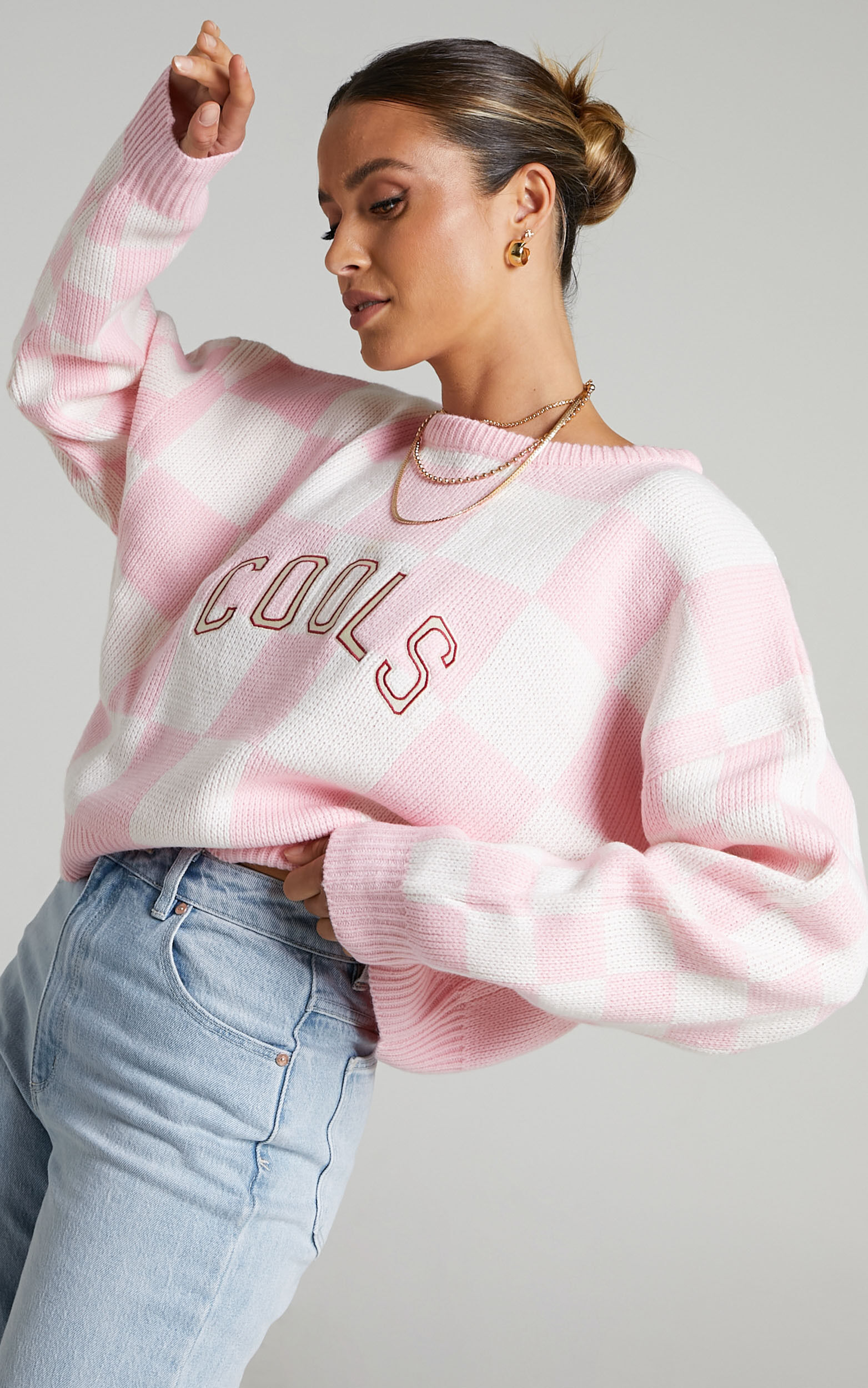 Cools Club - College Knit in Pink Checkerboard - 06, PNK1, super-hi-res image number null