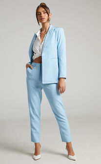 Hermie Pants - Cropped Tailored Pants in Light Blue