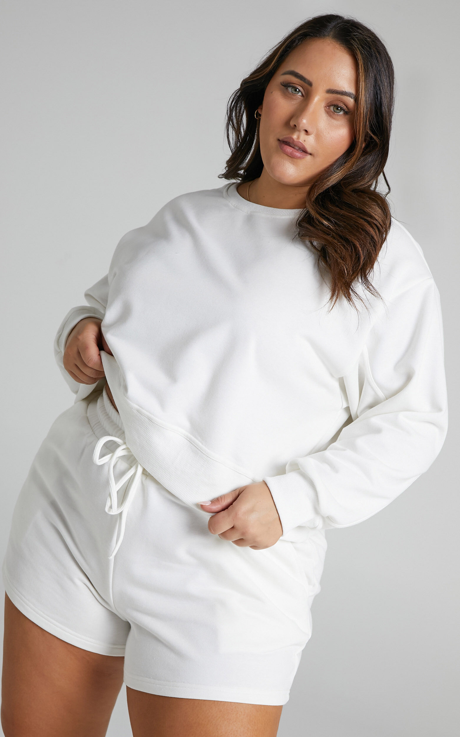 Jensome Boxy Fit Sweater in Jersey in White - 04, WHT2, super-hi-res image number null