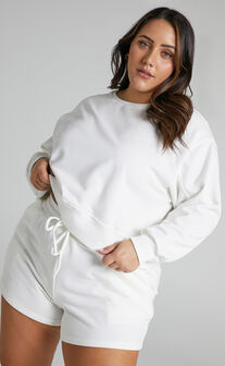 Jensome Boxy Fit Crop Jersey Sweater in White