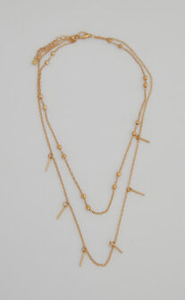 Najiah Layered Beaded Chain Necklace in Gold