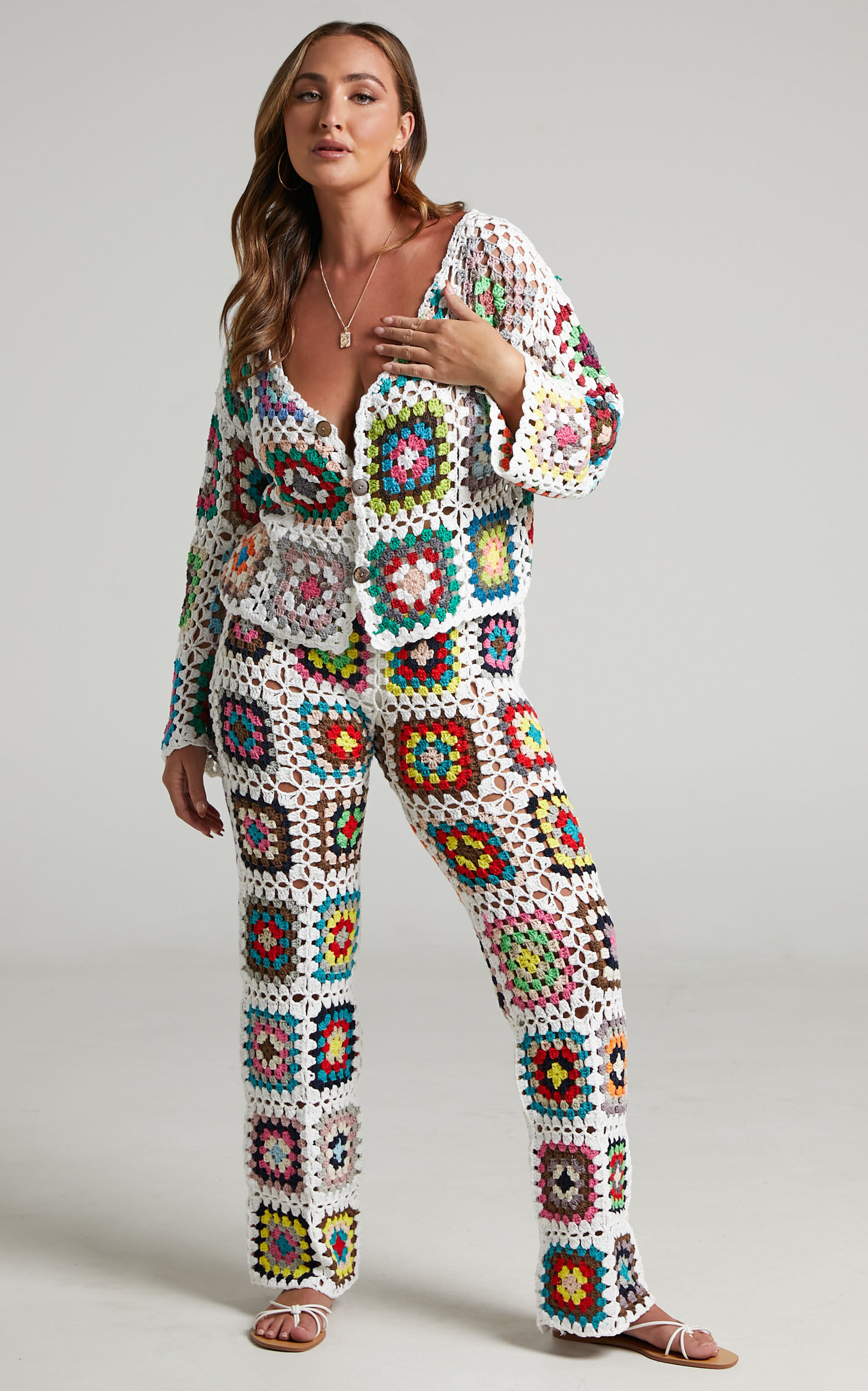 Olga Crochet Pants in Cream - M/L, CRE2, super-hi-res image number null