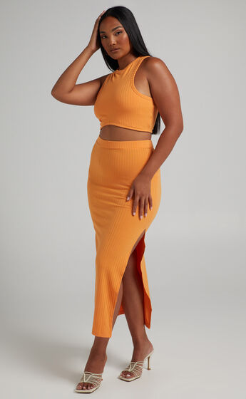 Dayla Ribbed two piece set in Sherbet