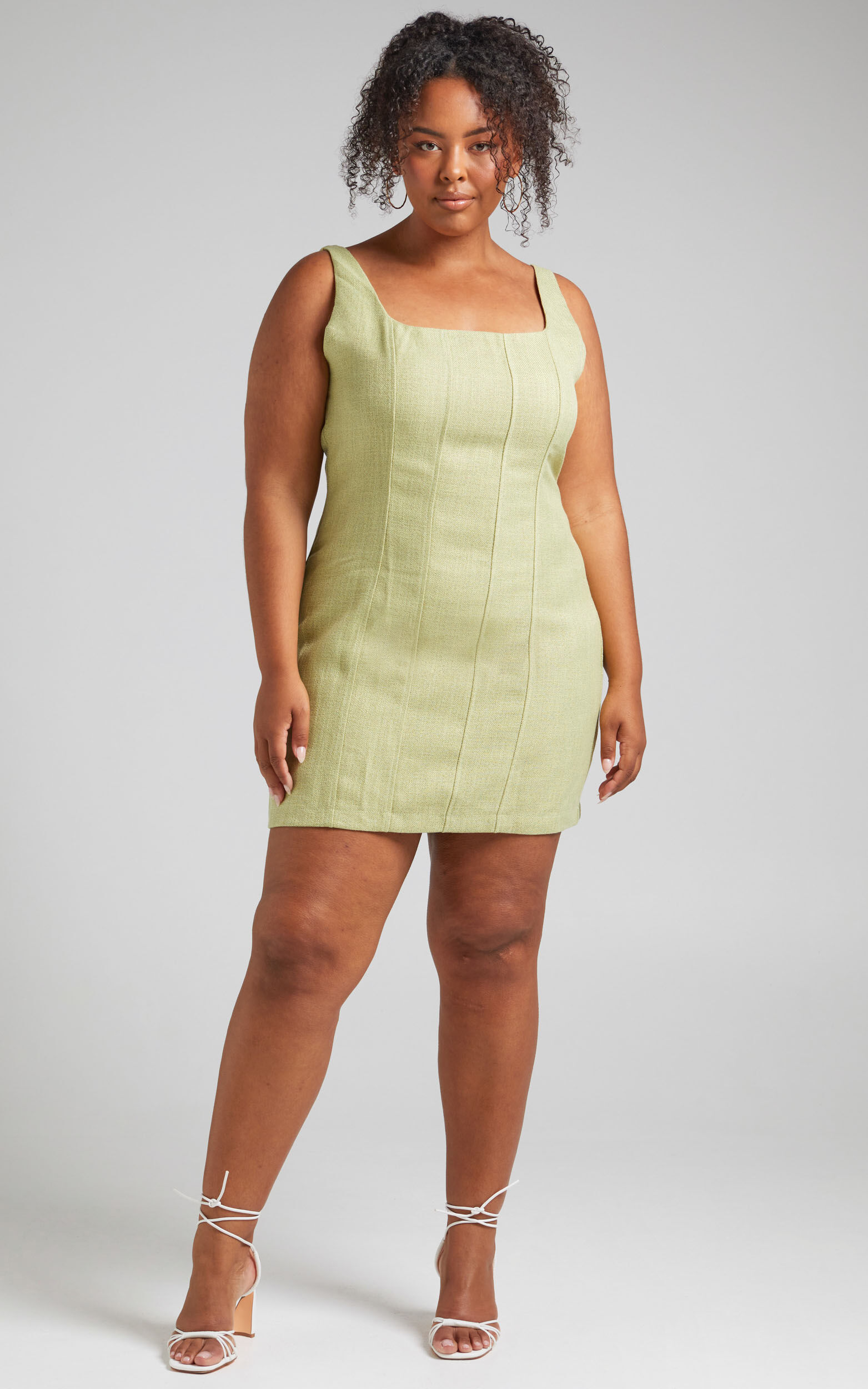 Nimby Mini Panelled Tweed Dress in Green Tweed - 04, GRN1, super-hi-res image number null