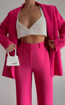 Bonnie High Waisted Tailored Wide Leg Pants in Pink