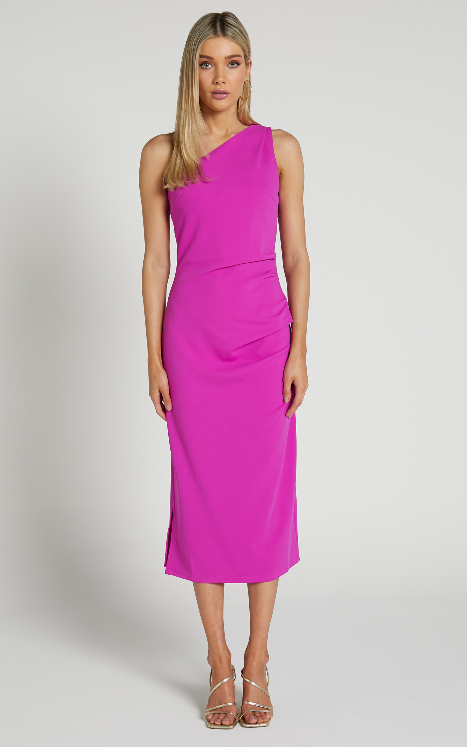 Monette Midi Dress - One Shoulder Straight Dress in Grape | Showpo