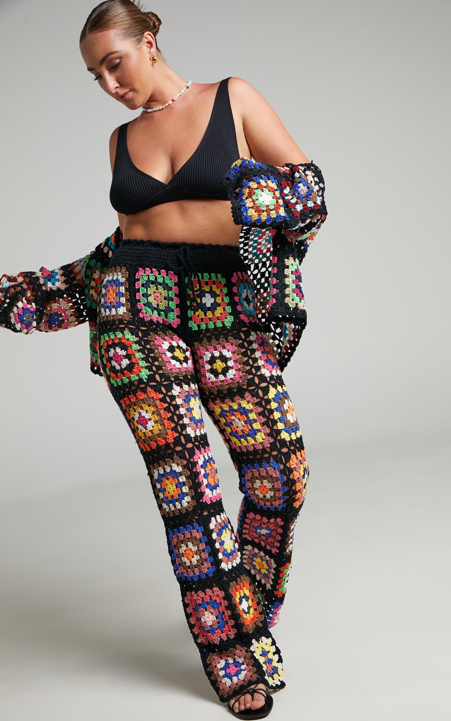 Olga Crochet Pants in Black - M/L, BLK1, hi-res image number null