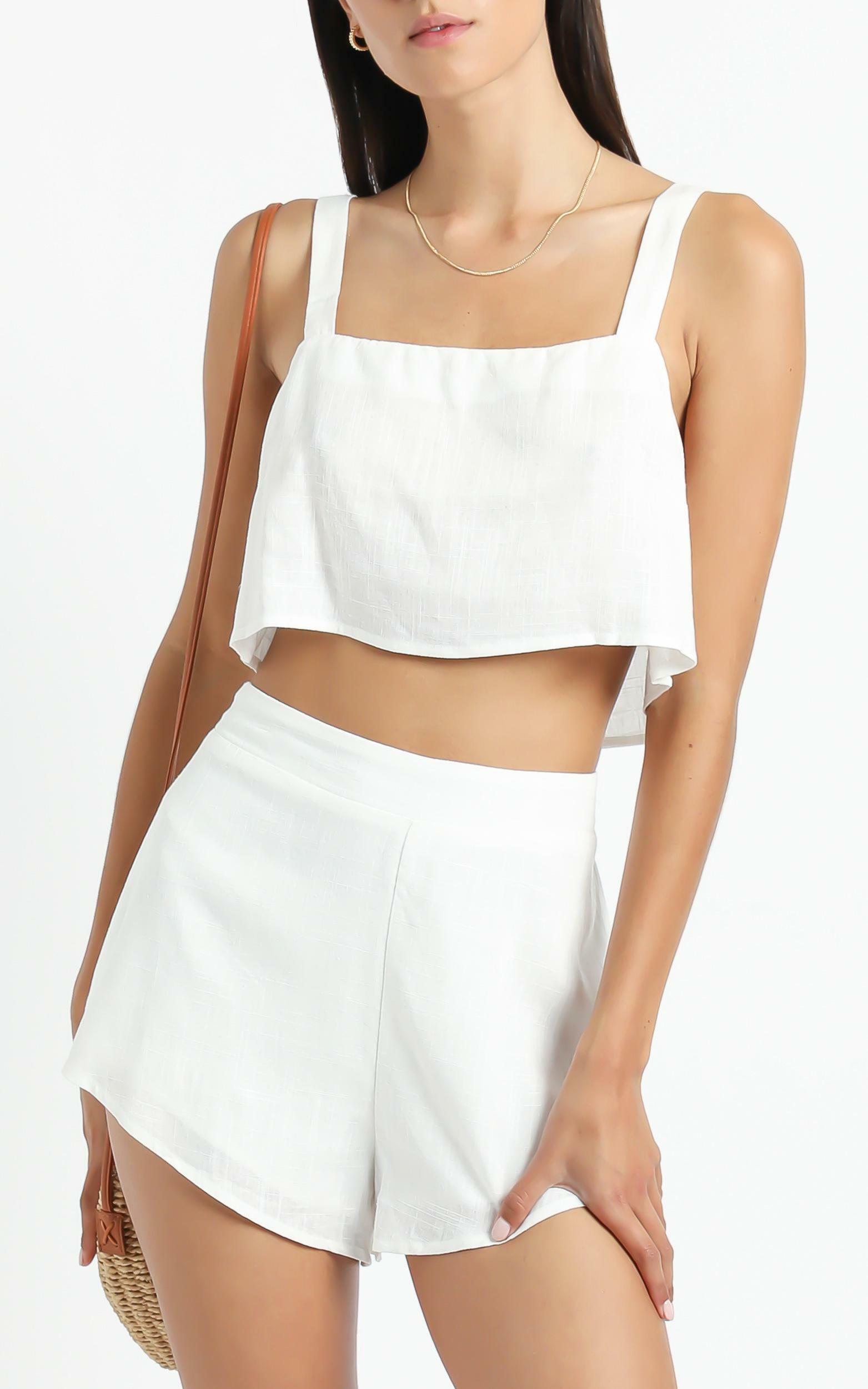 Save The Light Two Piece Set in White Linen Look - 14, WHT5, hi-res image number null