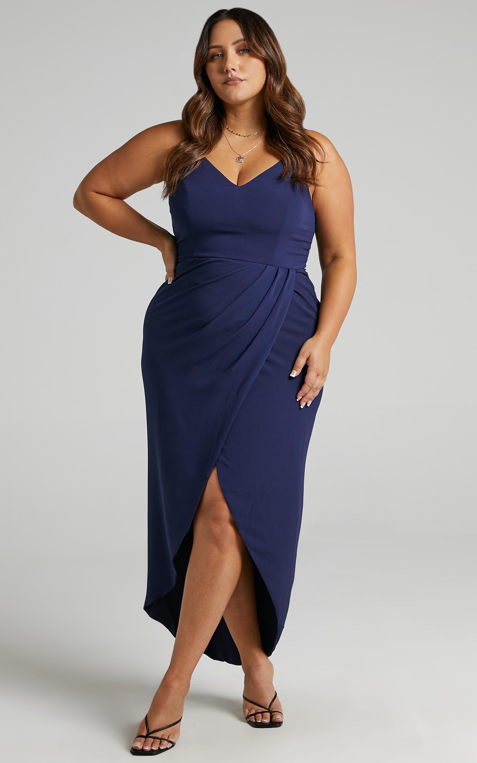 Lucky Day Drape Maxi Dress in Navy - 06, NVY7, hi-res image number null