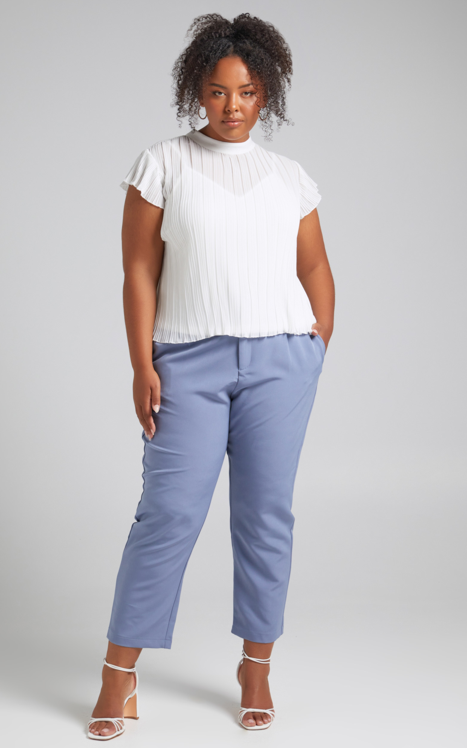 Damika Cropped Pin Tuck Pants in Blue - 04, BLU2, hi-res image number null