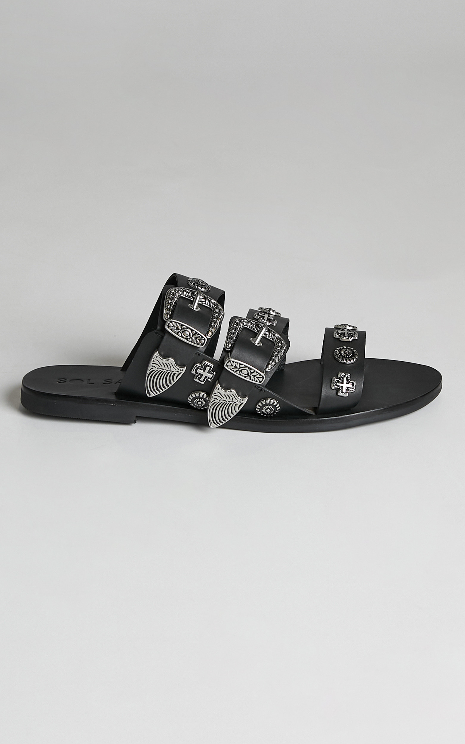 Sol Sana - Eastwood Slide Sandals in Black - 05, BLK1, hi-res image number null
