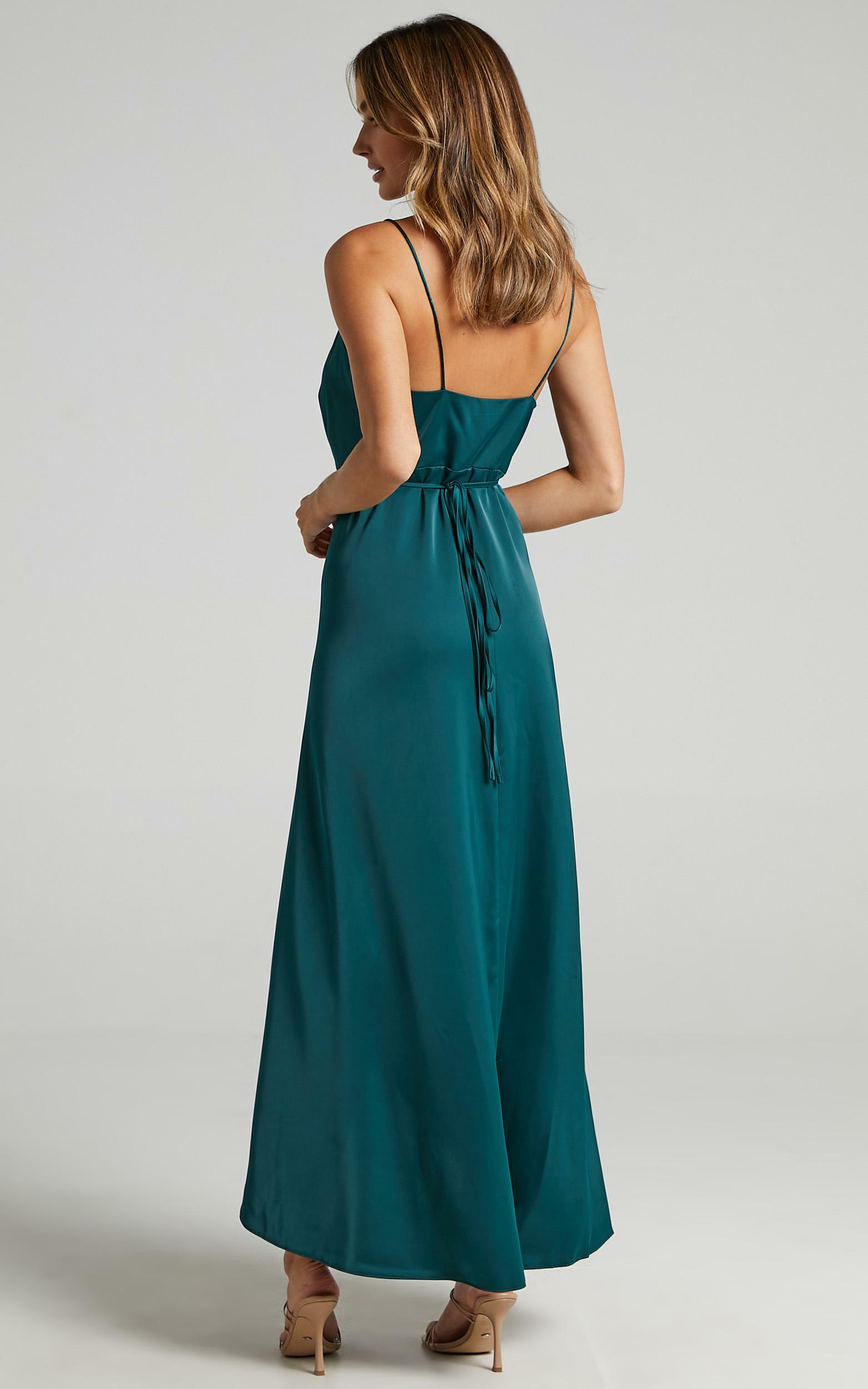 Mine Would Be You Dress in Emerald Satin | Showpo USA