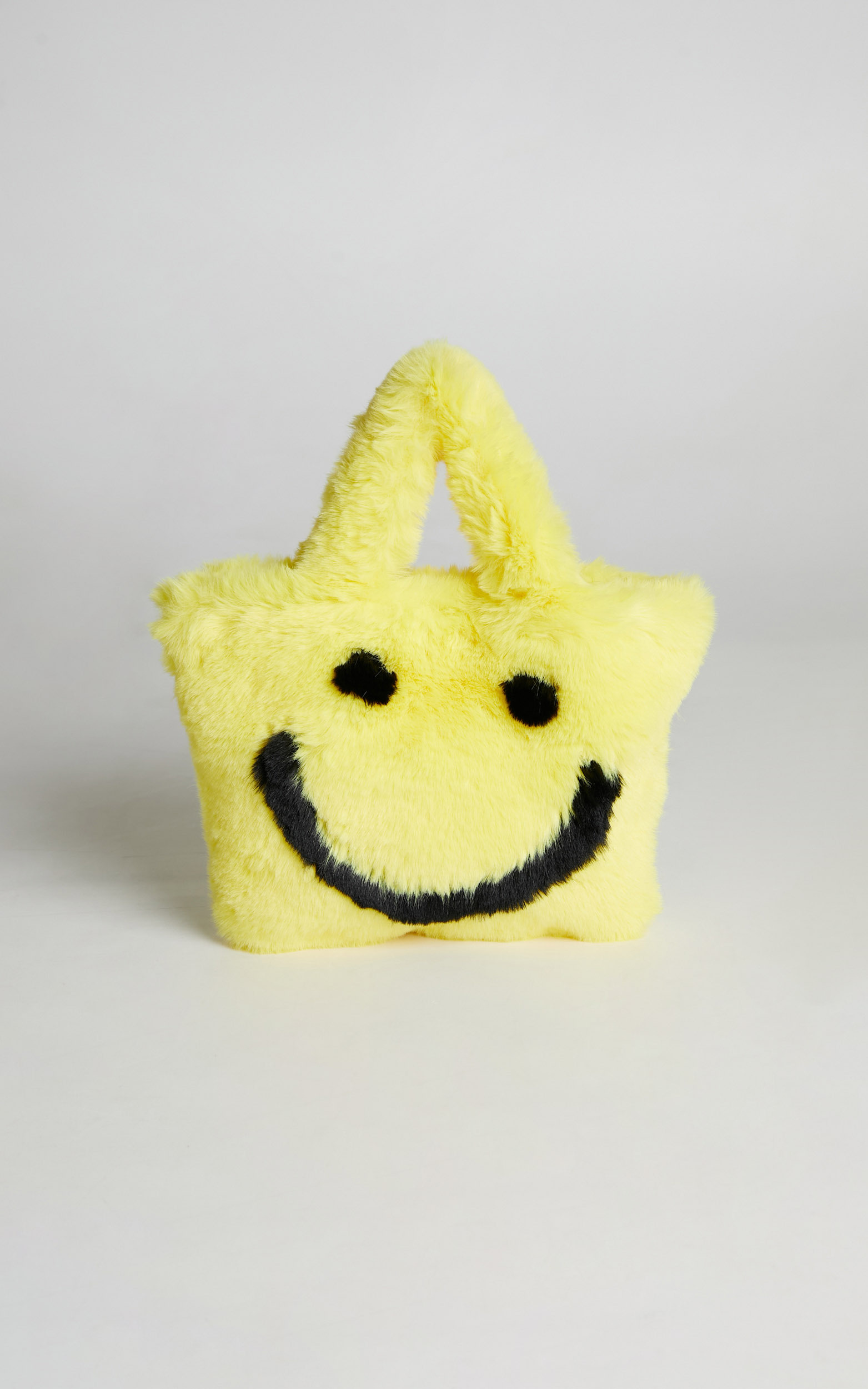 Jamiyah Faux Fur Smiley Face Bucket Bag in Yellow - NoSize, YEL1, hi-res image number null