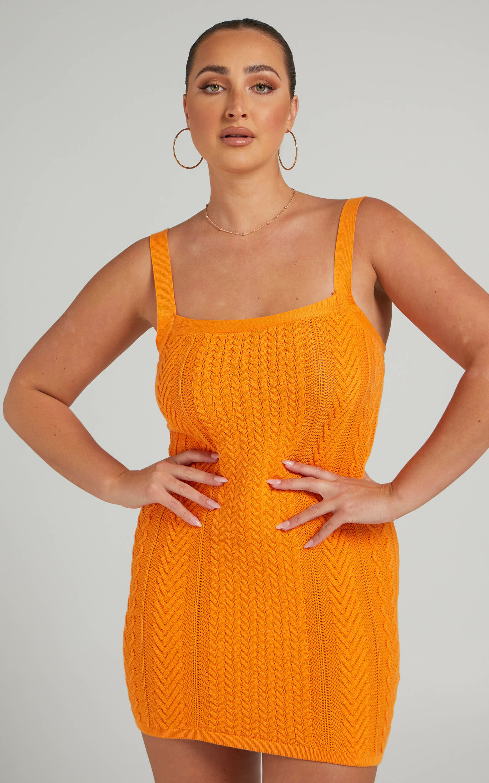 Zarah Knit Mini Dress in Orange - 06, ORG1, hi-res image number null