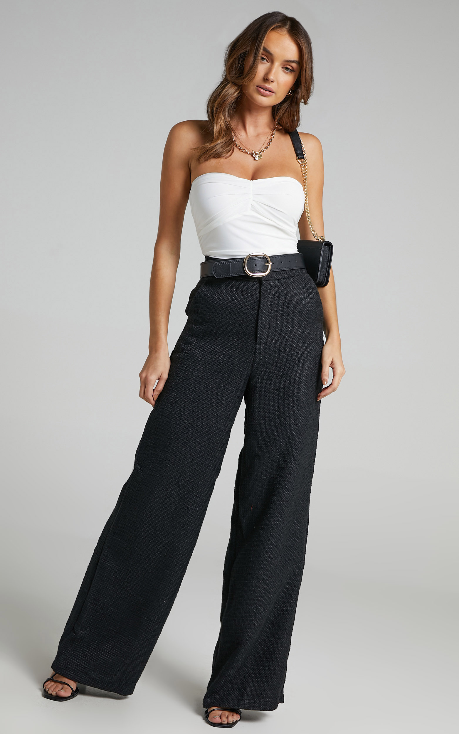 Walters Wide Leg High Waist Tailored Pants in Black - 06, BLK1, hi-res image number null
