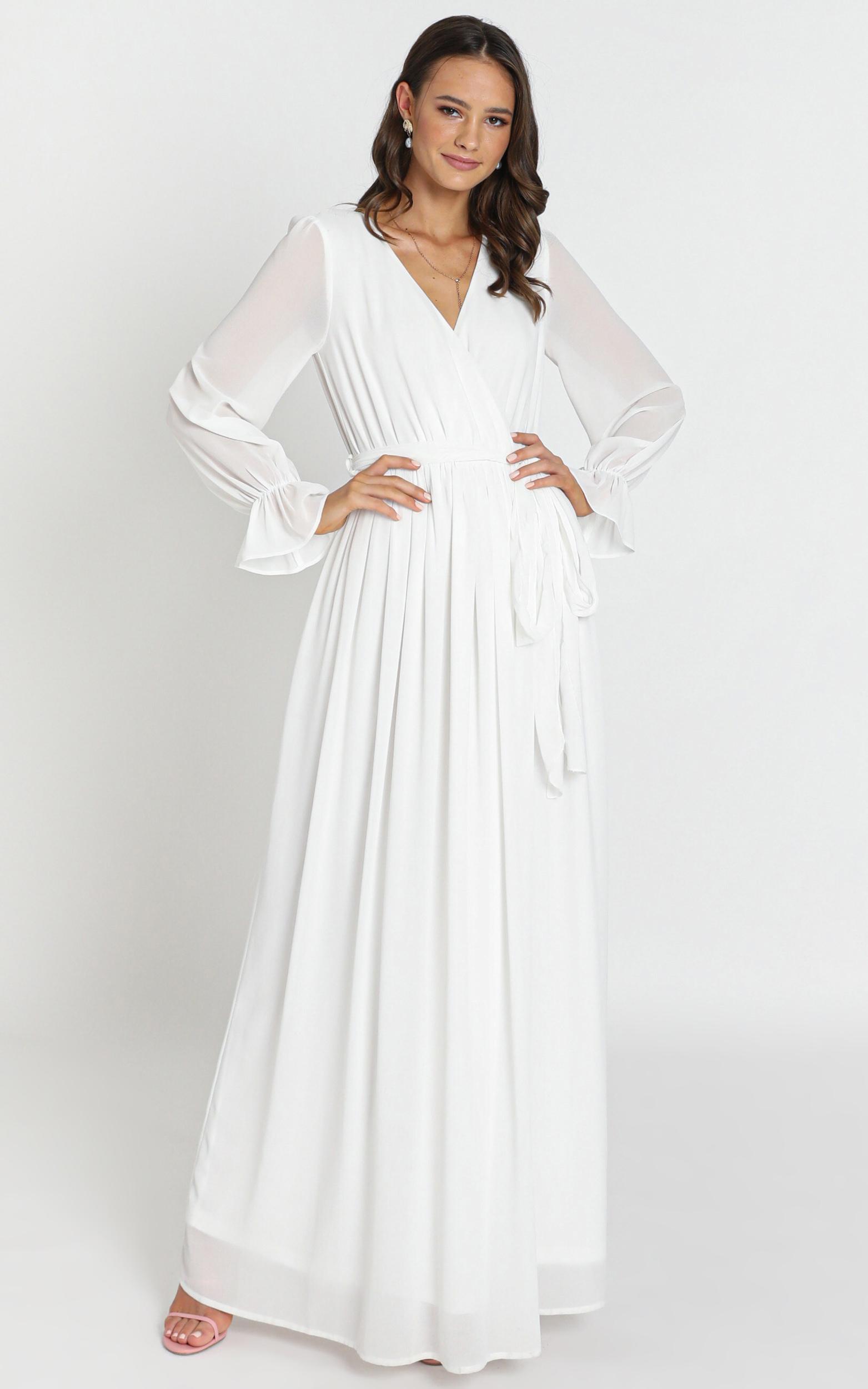 In Love Long Sleeve Maxi Dress In White ...