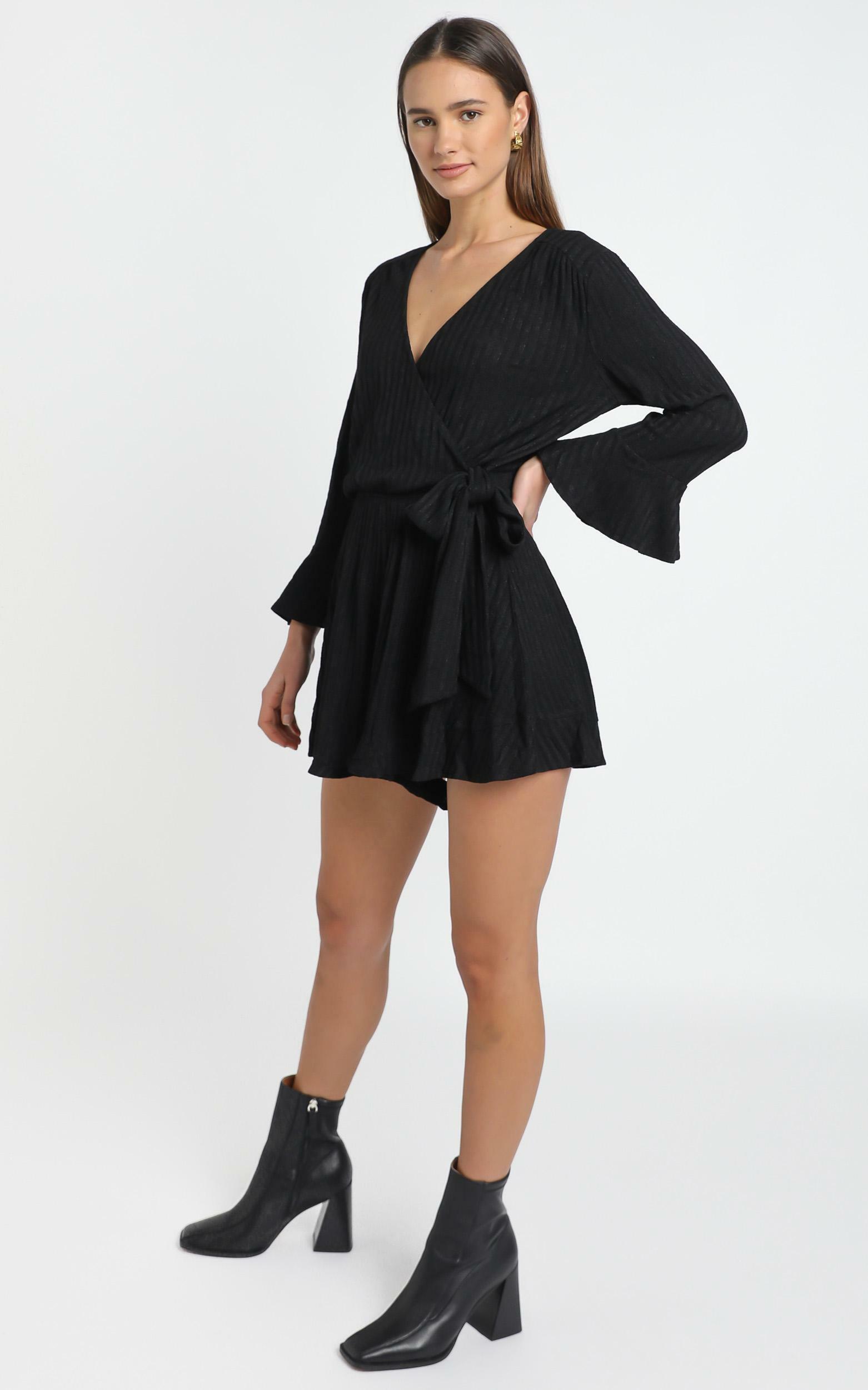 New and Fresh Playsuit in black rib - 6 (XS), Black, hi-res image number null