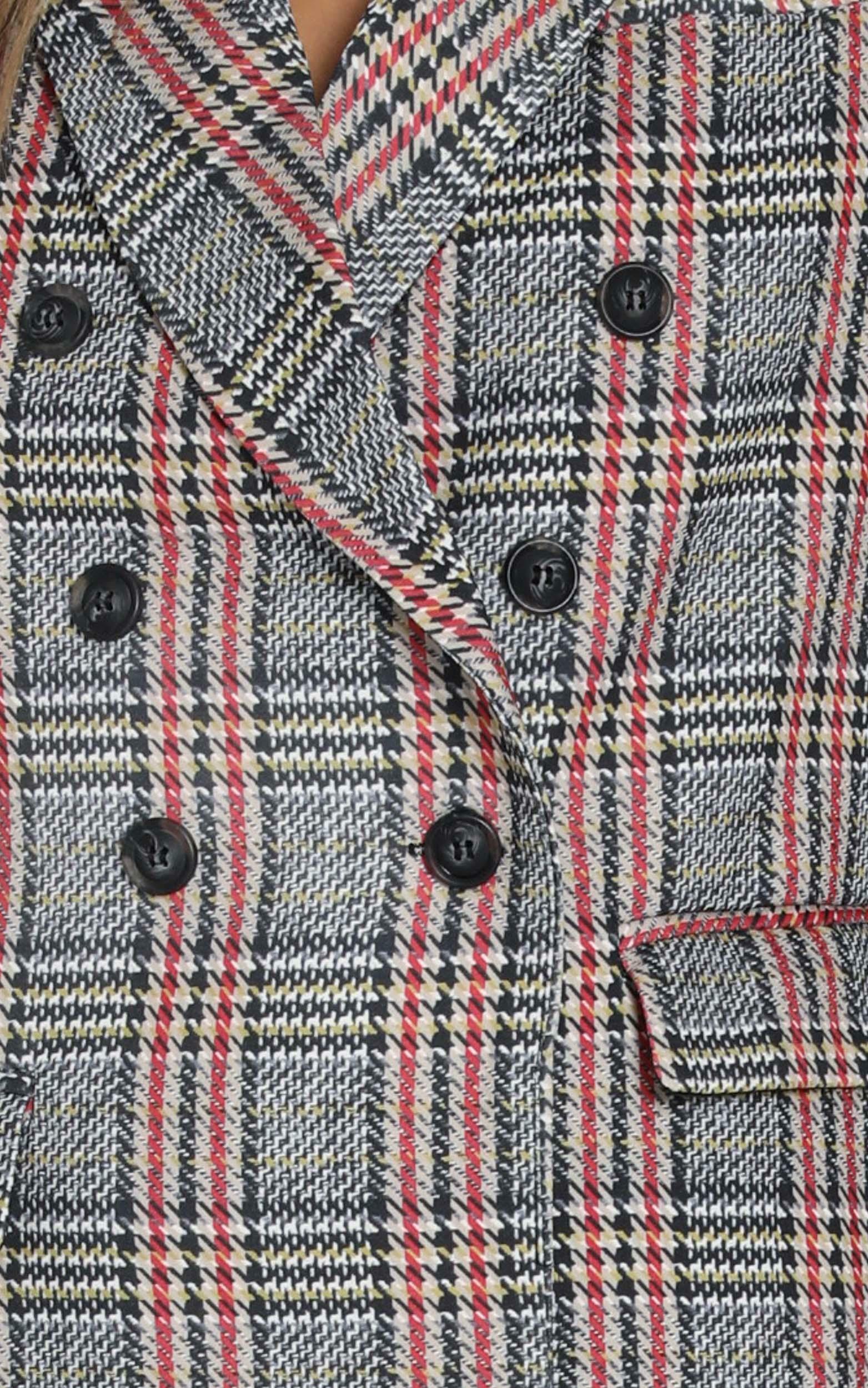 Pernille Checked Coat in Grey Check | Showpo