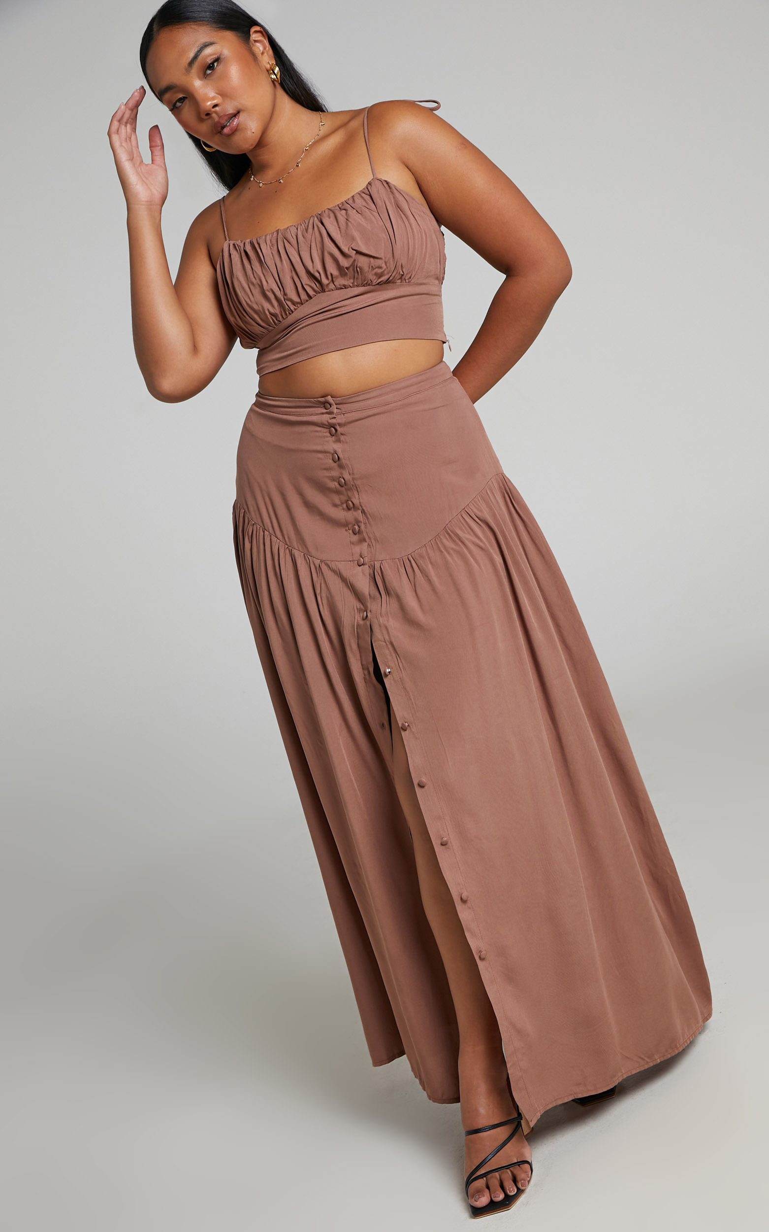 Knoxlee Drop Waist Maxi Skirt in Brown - 06, BRN1, hi-res image number null