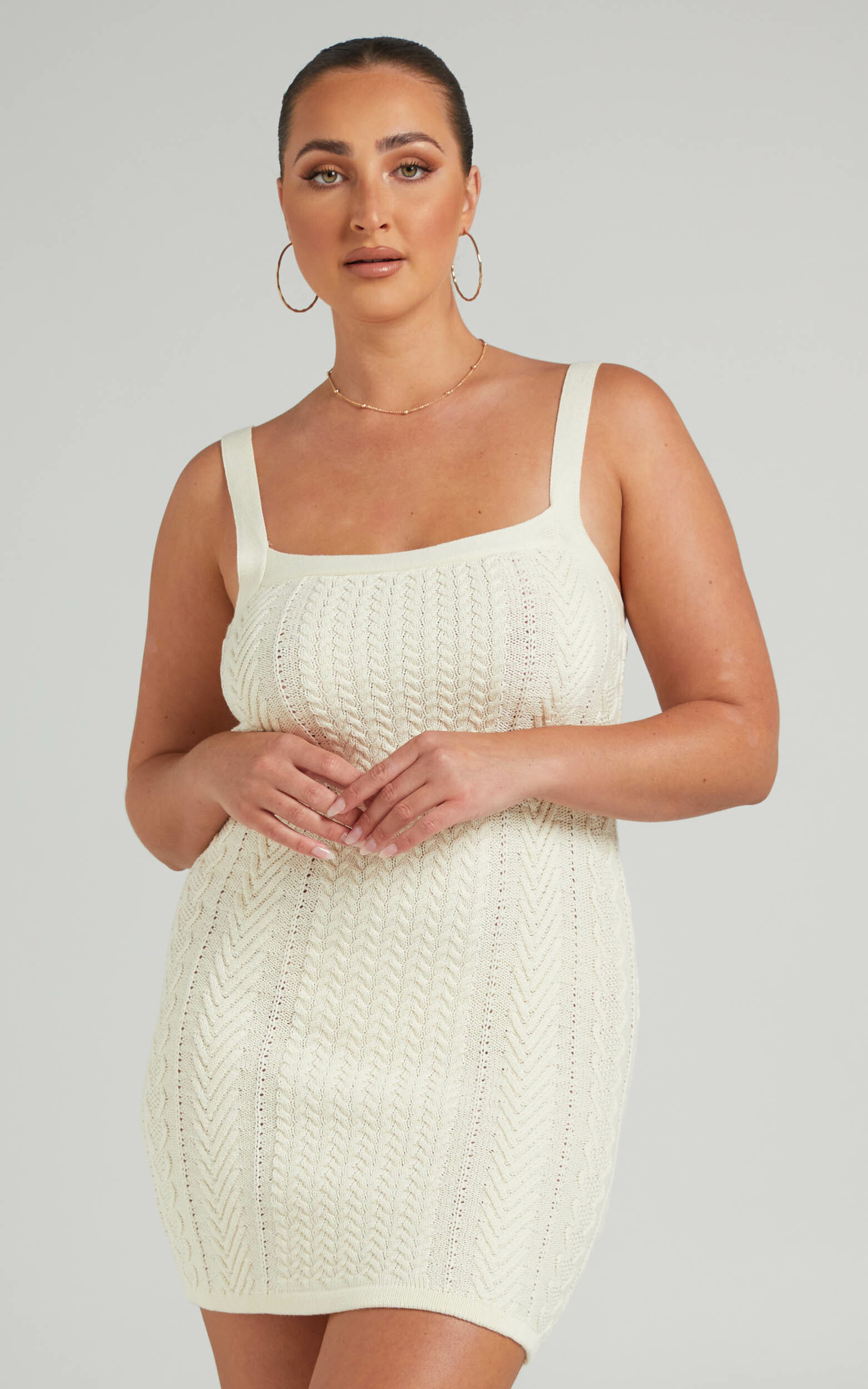 Zarah Knit Mini Dress in Cream - 06, CRE2, hi-res image number null