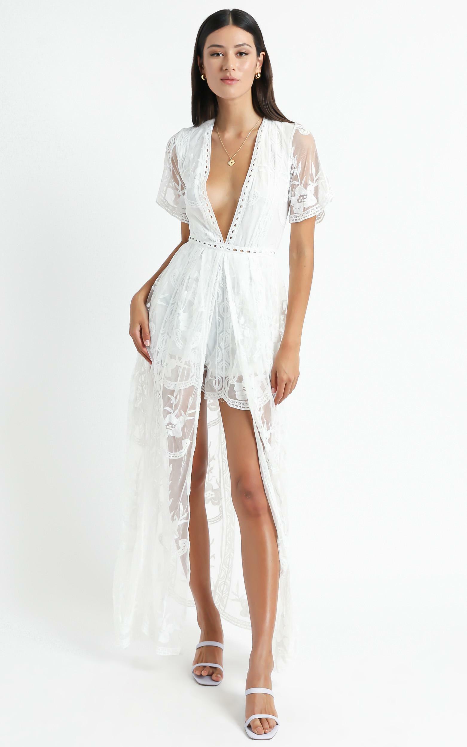 Lets Get Loud Maxi Playsuit in White Lace - 06, WHT4, hi-res image number null