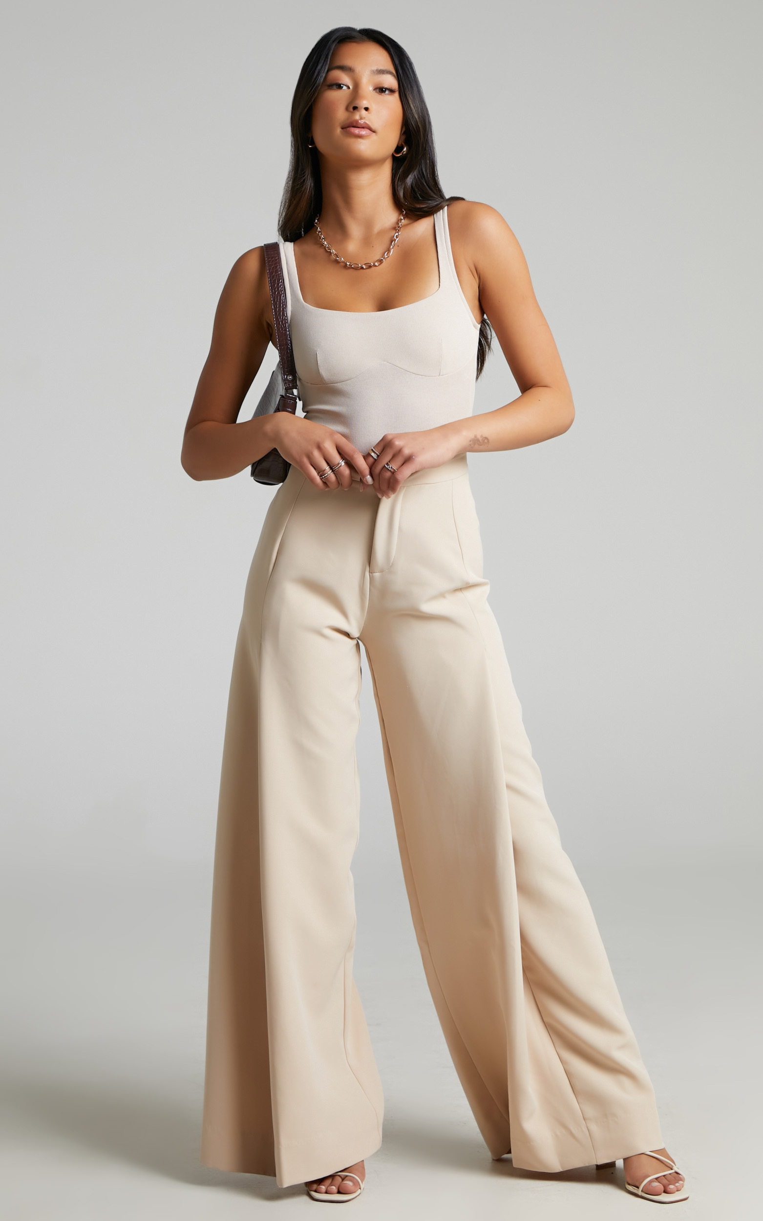 Parthena High Waisted Wide Leg Pant in Cream - 06, CRE2, hi-res image number null