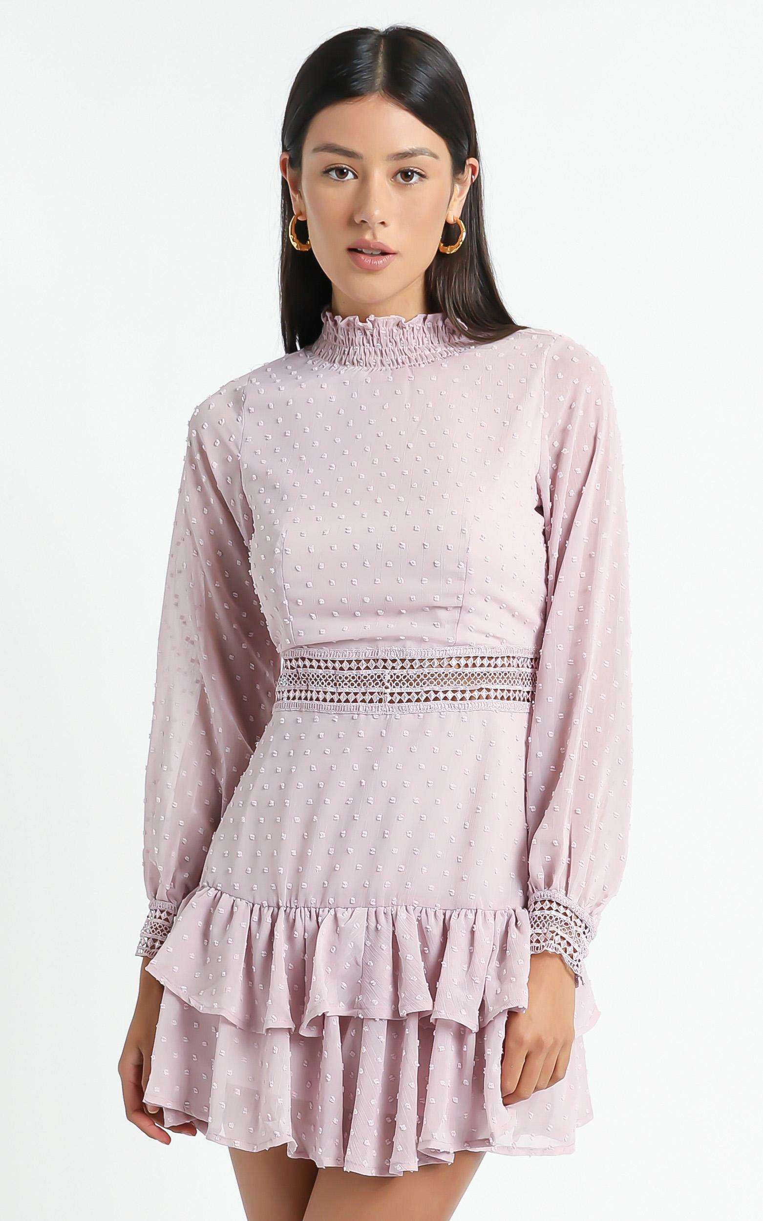 Are You Gonna Kiss Me Long Sleeve Mini Dress in Blush - 20, PNK5, hi-res image number null
