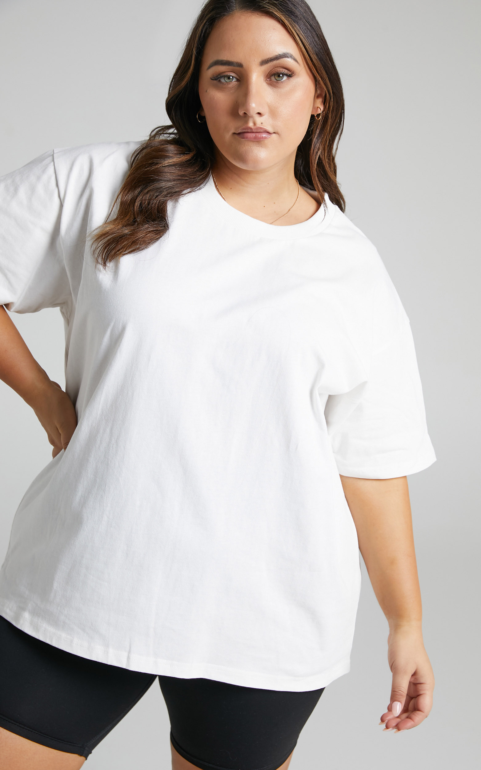 Prizza Longline Boyfriend Tee in White - 04, WHT3, hi-res image number null